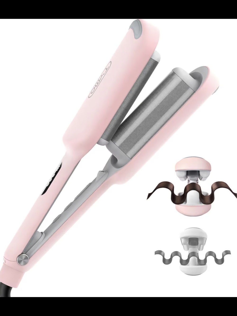 TYMO Rovy Hair Wave Curling Iron 1.25 Inch Pink & Elegant Gold